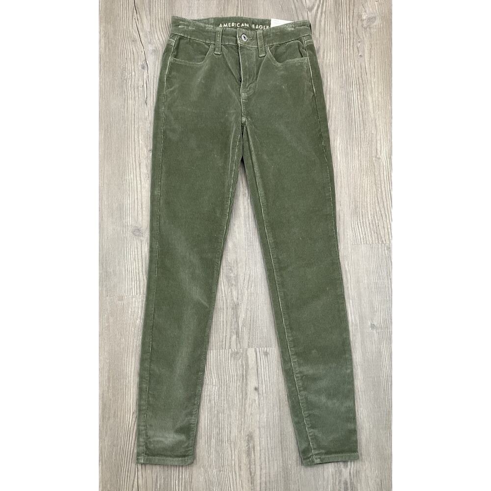 American Eagle Outfitters Hi-Rise Corduroy Jegging Olive Green Women’s Sz 00 NWT
